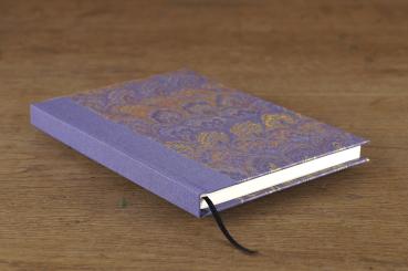 Preview: Notizbuch vergoldetes Marmorpapier violettnuancen